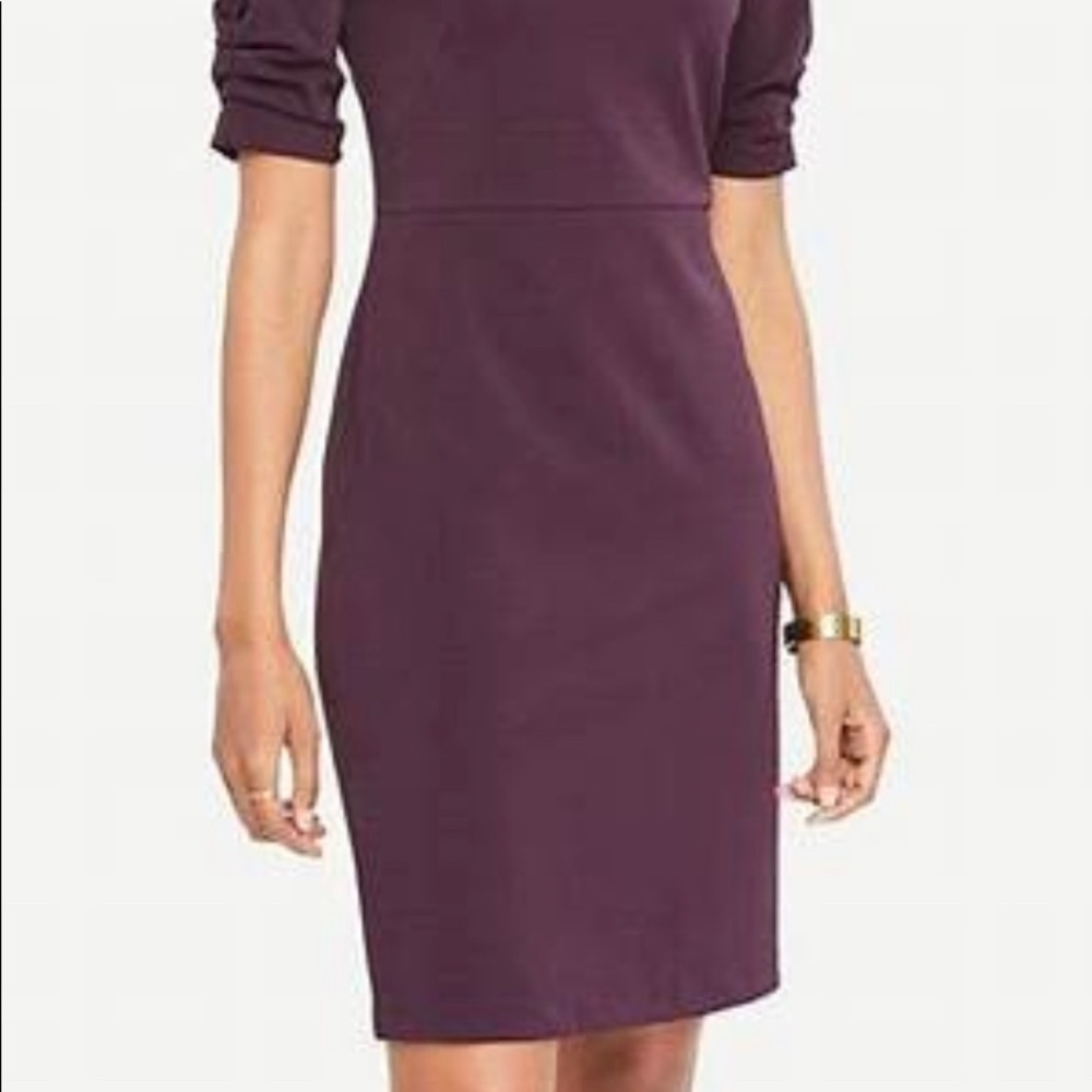 Ann Taylor Ruched Sleeve Sheath Dress.